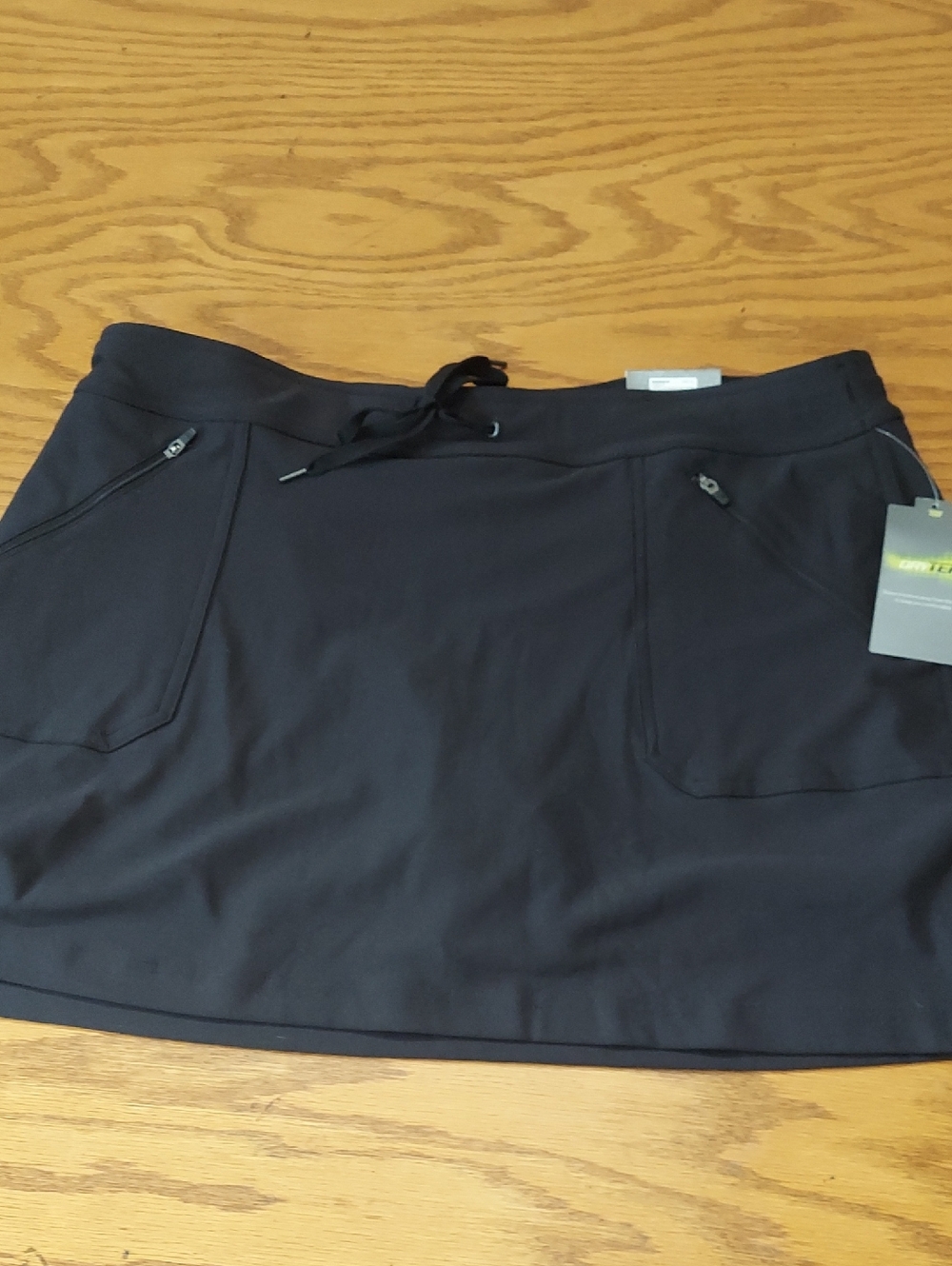 NWT Women's Tek Gear BLack  Drawstring Skort Sz XL  Dry Tek Mid-Rise